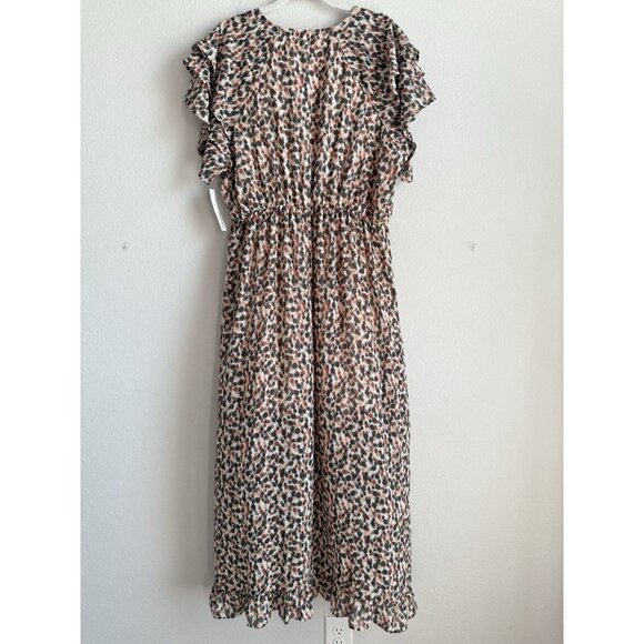 Downing Studio Short Sleeve Long Dress Elastic Waist Lined Brown Olive 2X NEW - Picture 2 of 14
